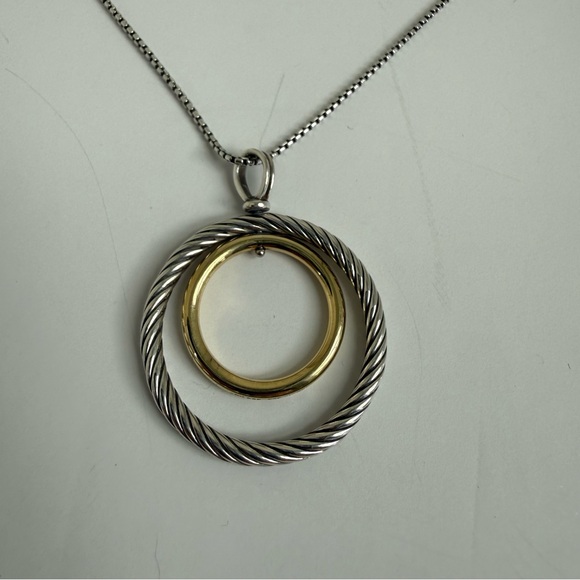 David Yurman Mobile Pendant Necklace Sterling Silver 18K Gold 17.5” - Picture 4 of 5